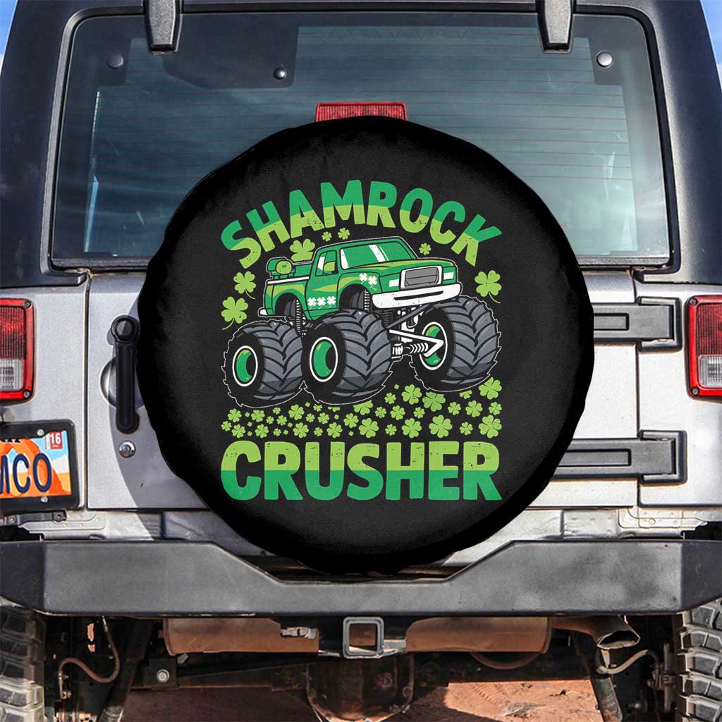 Funny Shamrock Crusher Monster Truck Spare Tire Cover Happy St Patricks Day Boys