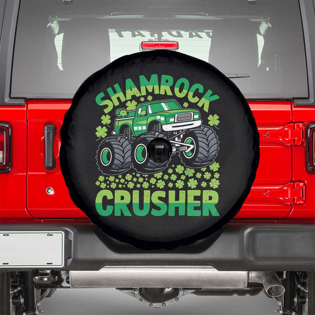 Funny Shamrock Crusher Monster Truck Spare Tire Cover Happy St Patricks Day Boys