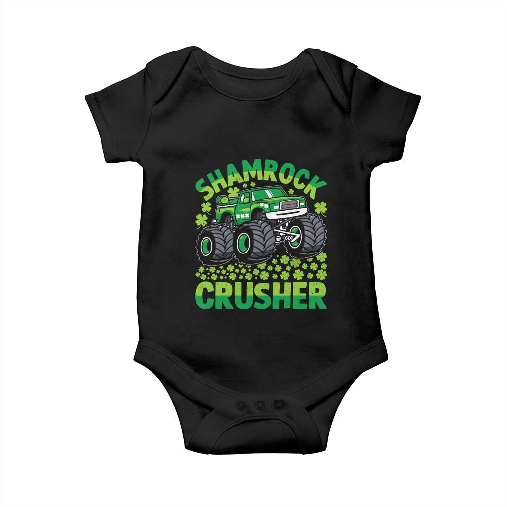 Funny Shamrock Crusher Monster Truck Baby Onesie Happy St Patricks Day Boys