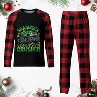 Funny Shamrock Crusher Monster Truck Plaid Pajama Set Happy St Patricks Day Boys - Wonder Print Shop