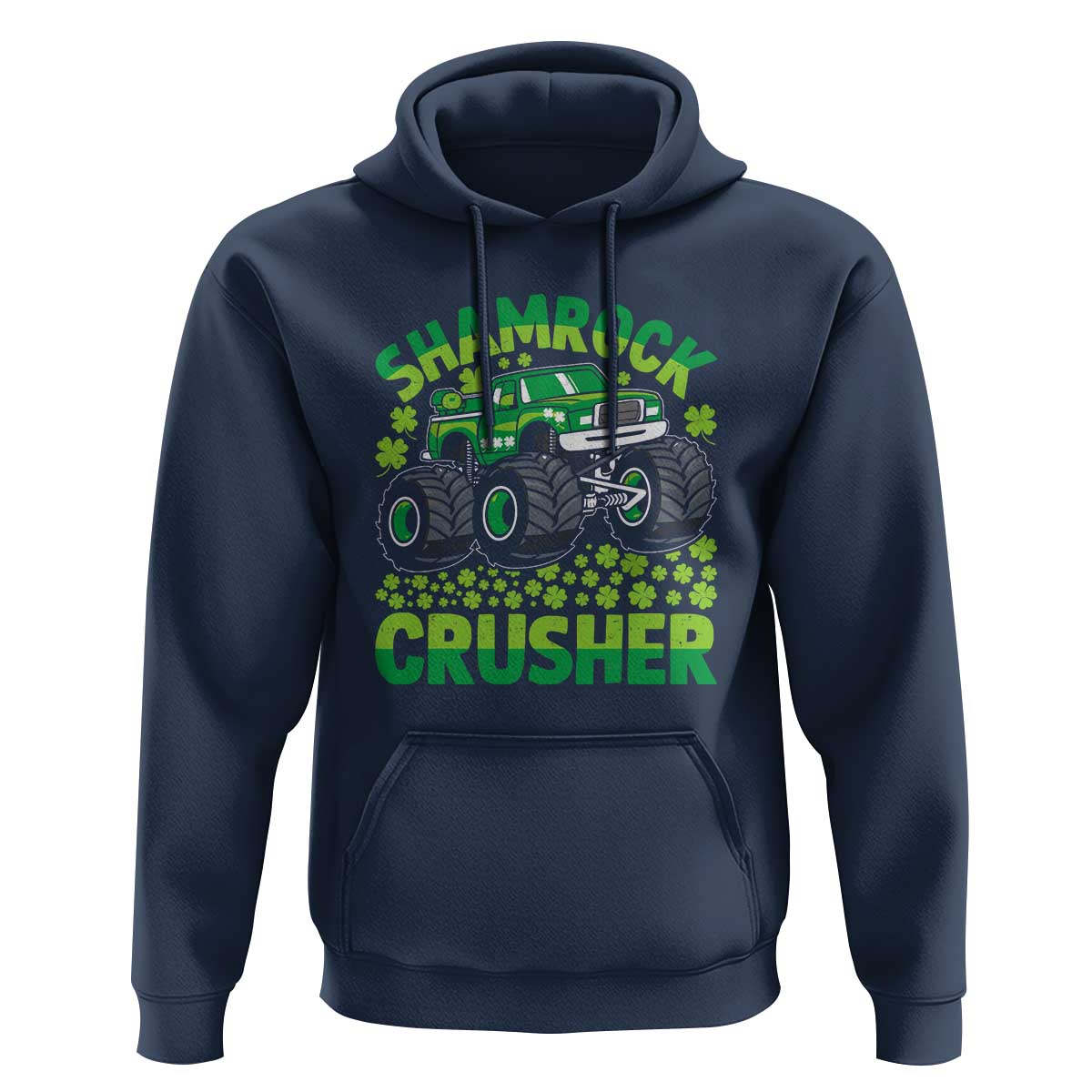Funny Shamrock Crusher Monster Truck Hoodie Happy St Patricks Day Boys