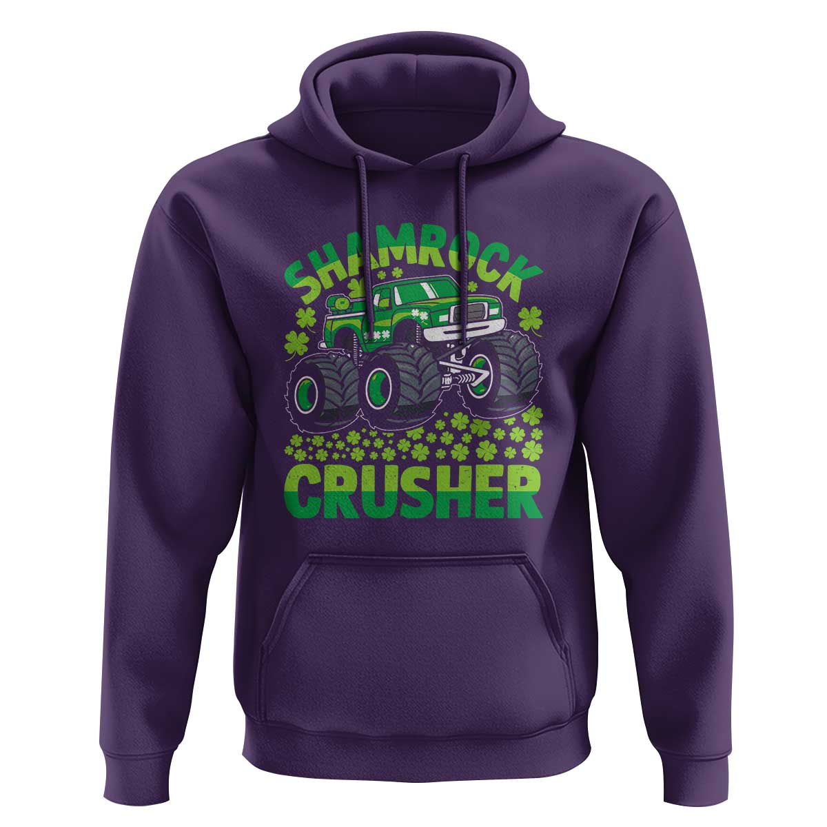 Funny Shamrock Crusher Monster Truck Hoodie Happy St Patricks Day Boys