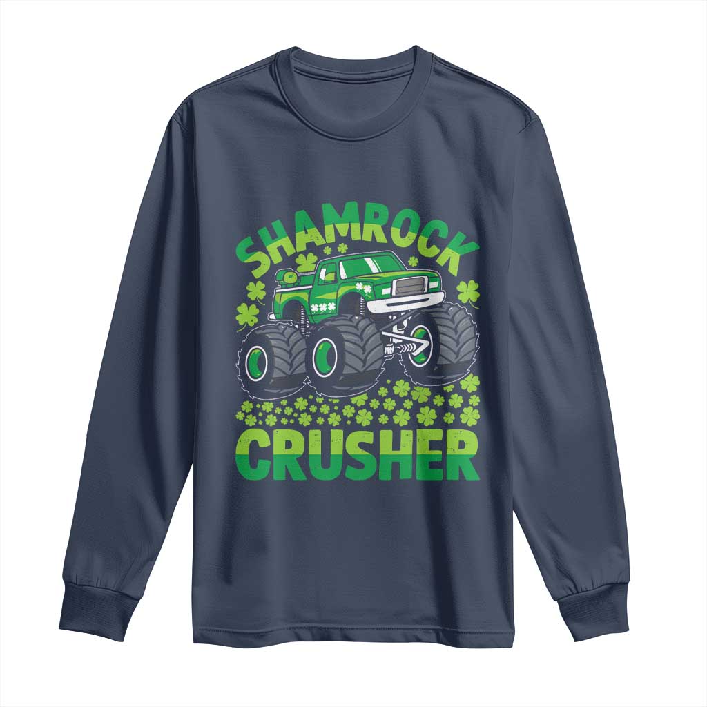 Funny Shamrock Crusher Monster Truck Long Sleeve Shirt Happy St Patricks Day Boys