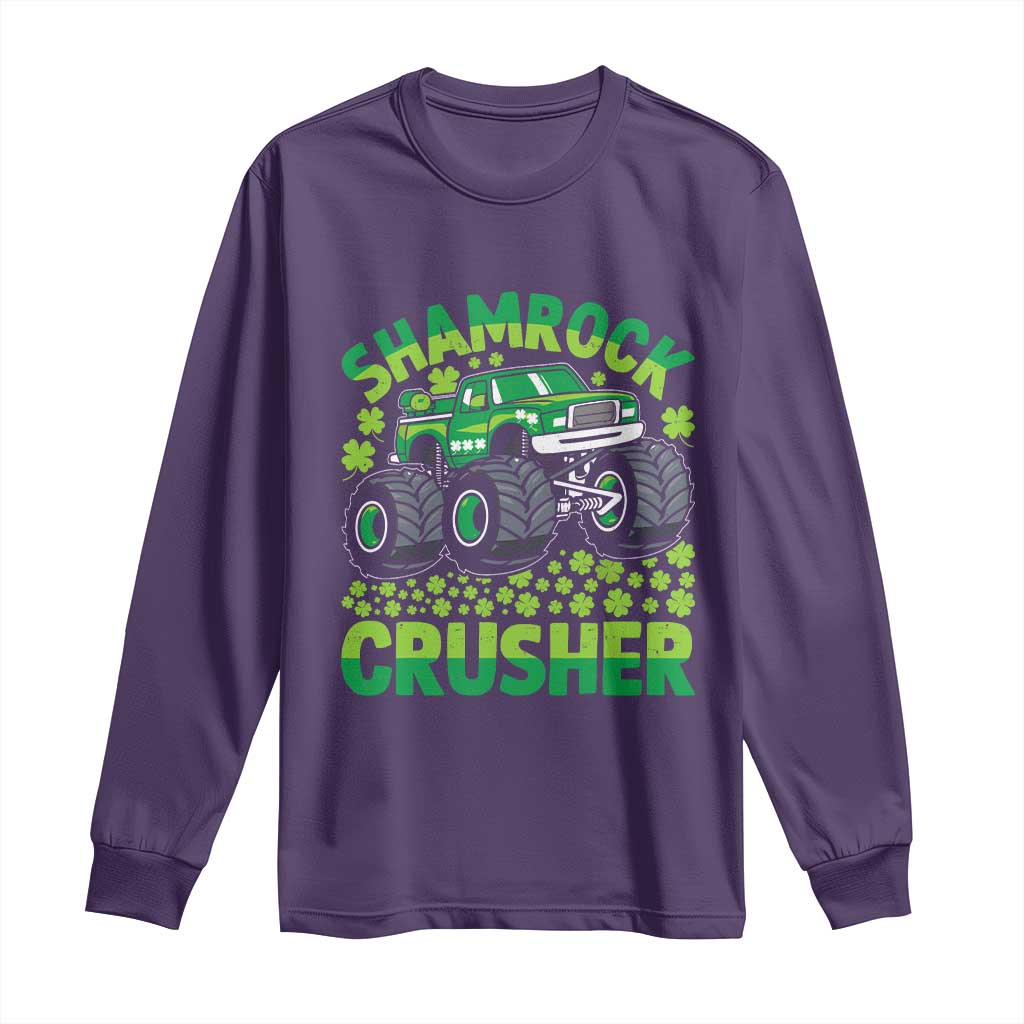 Funny Shamrock Crusher Monster Truck Long Sleeve Shirt Happy St Patricks Day Boys