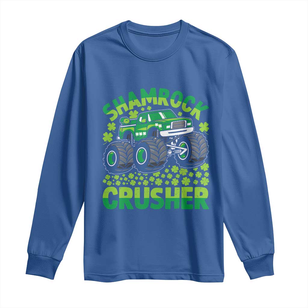Funny Shamrock Crusher Monster Truck Long Sleeve Shirt Happy St Patricks Day Boys