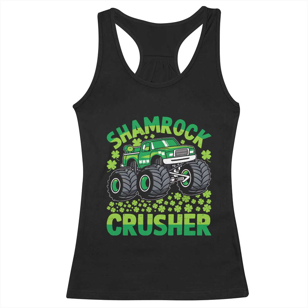 Funny Shamrock Crusher Monster Truck Racerback Tank Top Happy St Patricks Day Boys