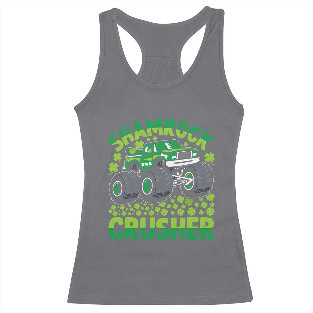 Funny Shamrock Crusher Monster Truck Racerback Tank Top Happy St Patricks Day Boys