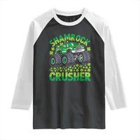 Funny Shamrock Crusher Monster Truck Raglan Shirt Happy St Patricks Day Boys