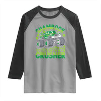 Funny Shamrock Crusher Monster Truck Raglan Shirt Happy St Patricks Day Boys