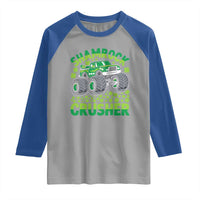 Funny Shamrock Crusher Monster Truck Raglan Shirt Happy St Patricks Day Boys