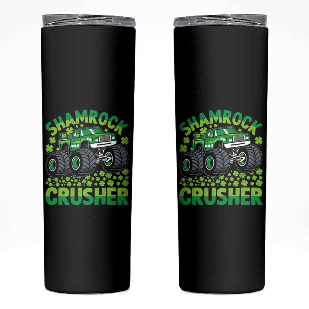 Funny Shamrock Crusher Monster Truck Skinny Tumbler Happy St Patricks Day Boys
