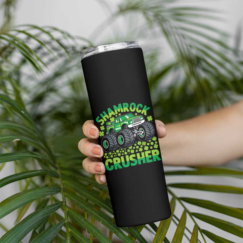 Funny Shamrock Crusher Monster Truck Skinny Tumbler Happy St Patricks Day Boys
