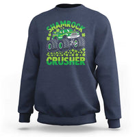 Funny Shamrock Crusher Monster Truck Sweatshirt Happy St Patricks Day Boys