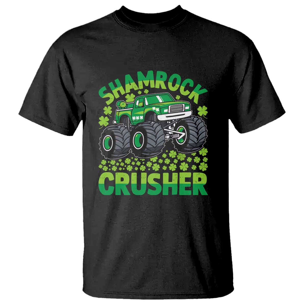 Funny Shamrock Crusher Monster Truck T Shirt Happy St Patricks Day Boys