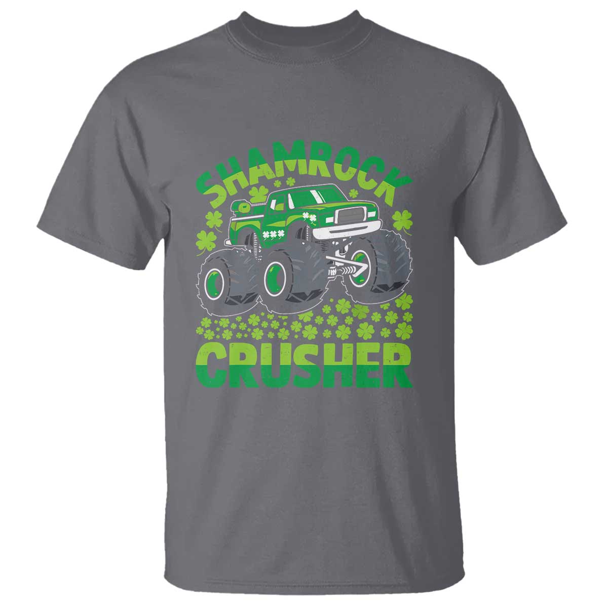 Funny Shamrock Crusher Monster Truck T Shirt Happy St Patricks Day Boys
