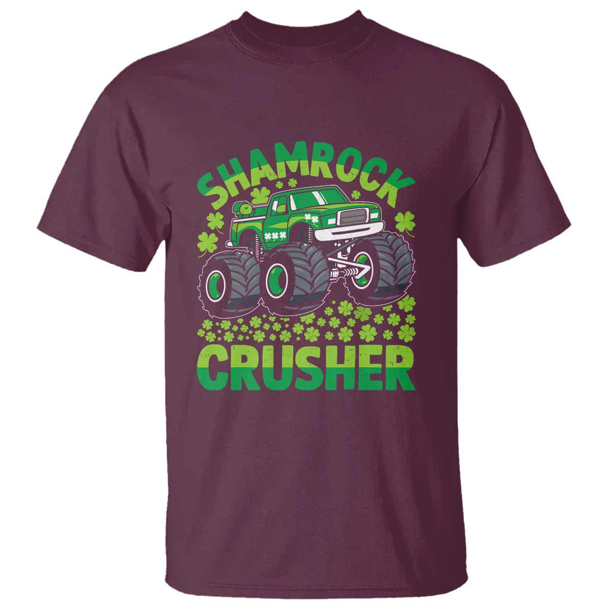 Funny Shamrock Crusher Monster Truck T Shirt Happy St Patricks Day Boys