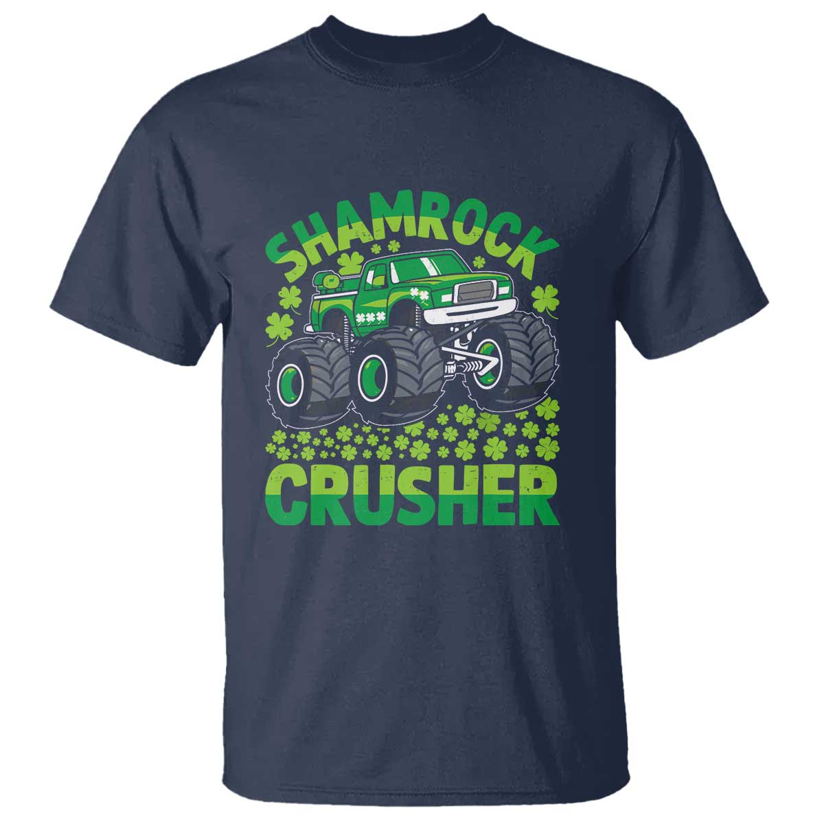 Funny Shamrock Crusher Monster Truck T Shirt Happy St Patricks Day Boys