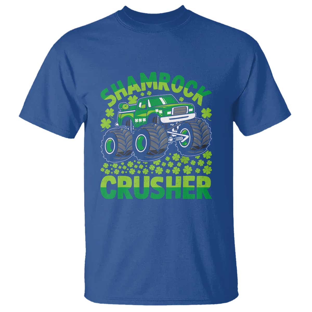 Funny Shamrock Crusher Monster Truck T Shirt Happy St Patricks Day Boys