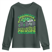 Funny Shamrock Crusher Monster Truck Youth Sweatshirt Happy St Patricks Day Boys