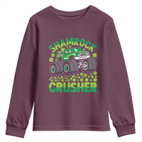 Funny Shamrock Crusher Monster Truck Youth Sweatshirt Happy St Patricks Day Boys