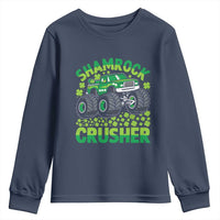 Funny Shamrock Crusher Monster Truck Youth Sweatshirt Happy St Patricks Day Boys