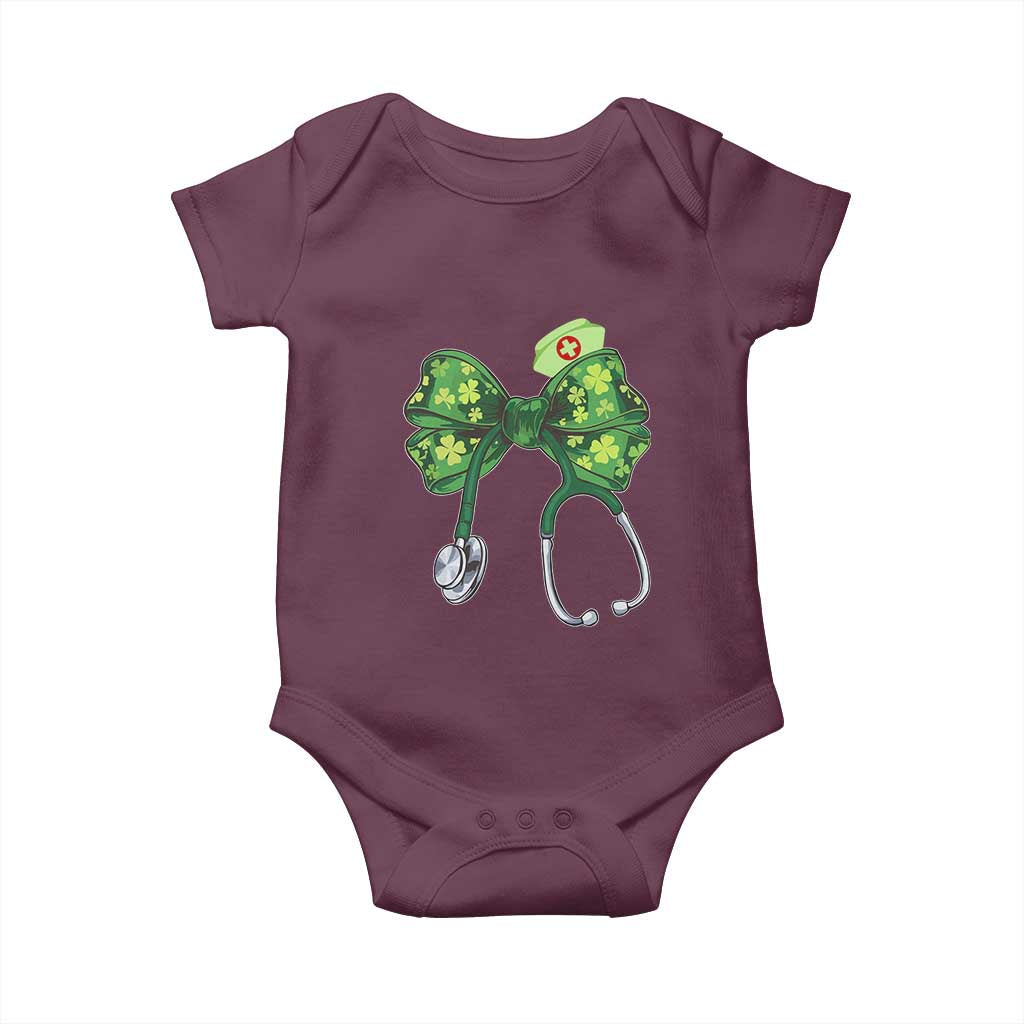 Shamrock Coquette Bow Stethoscope Baby Onesie Registered Nurse Nursing St Patricks Day