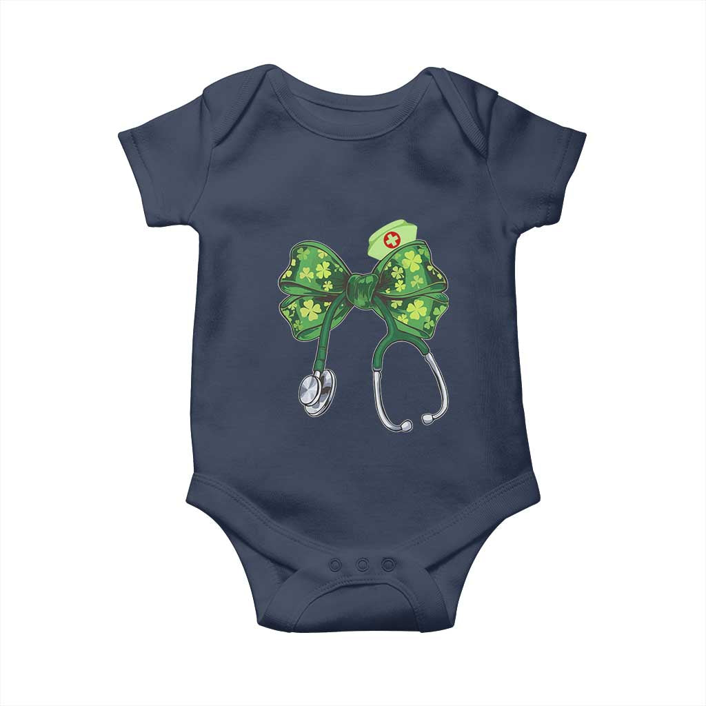 Shamrock Coquette Bow Stethoscope Baby Onesie Registered Nurse Nursing St Patricks Day