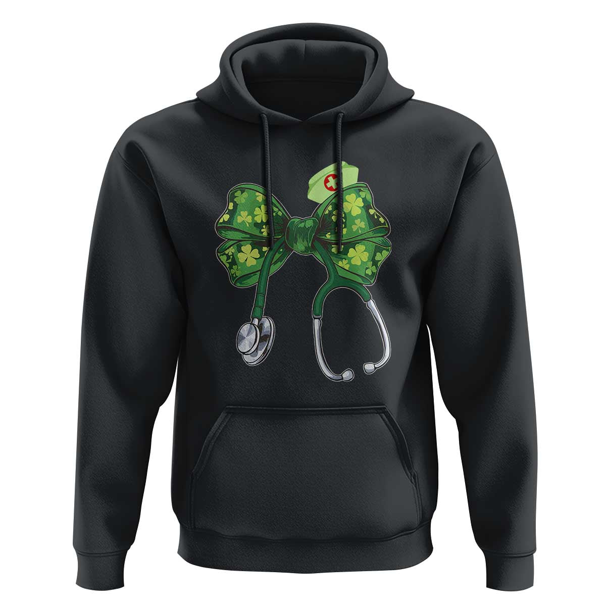 Shamrock Coquette Bow Stethoscope Hoodie Registered Nurse Nursing St Patricks Day