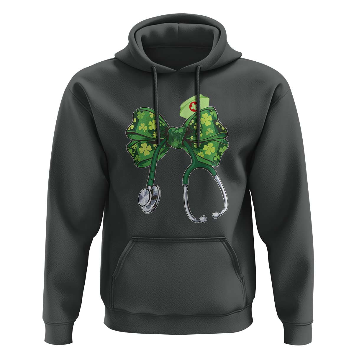 Shamrock Coquette Bow Stethoscope Hoodie Registered Nurse Nursing St Patricks Day