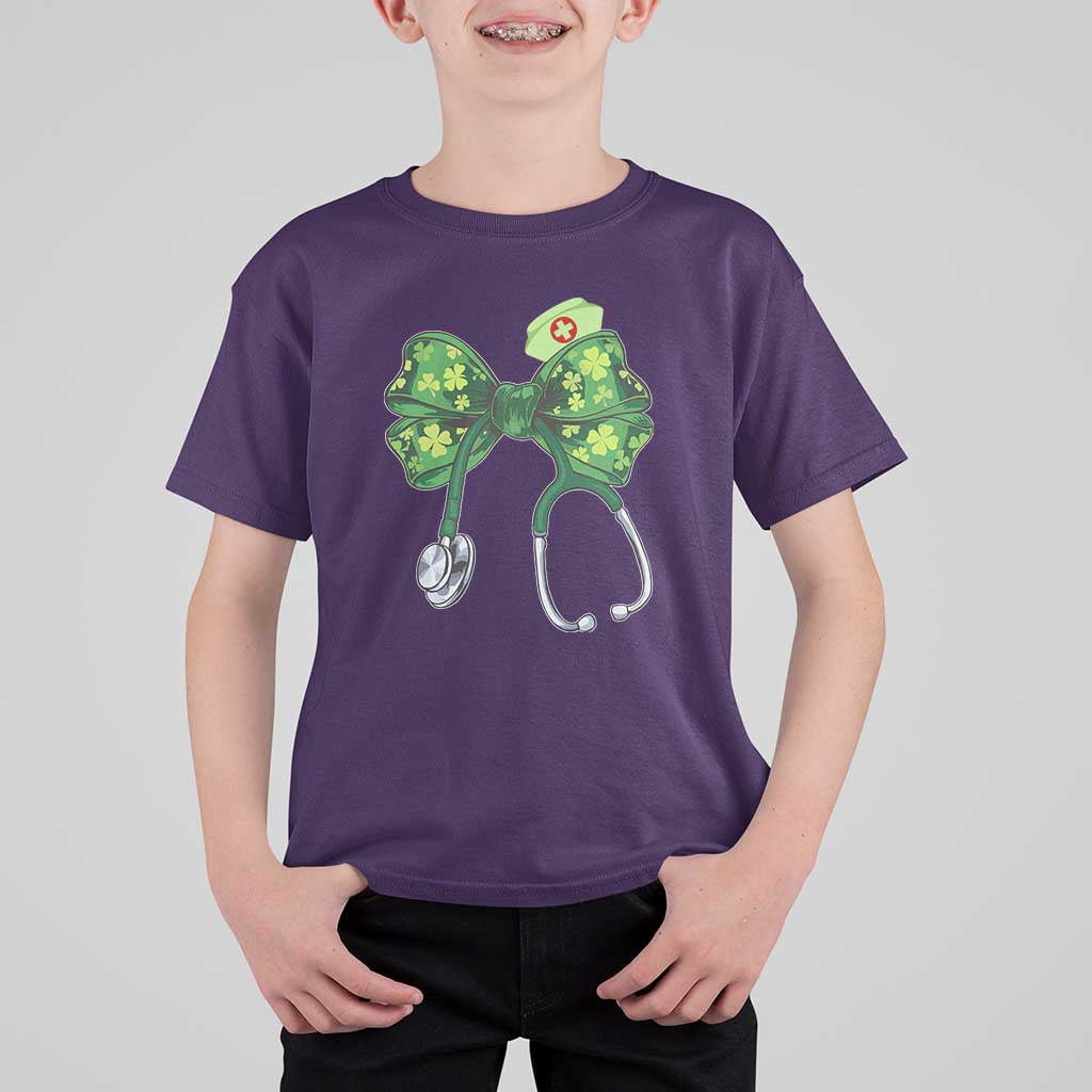 Shamrock Coquette Bow Stethoscope T Shirt For Kid Registered Nurse Nursing St Patricks Day