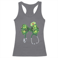 Shamrock Coquette Bow Stethoscope Racerback Tank Top Registered Nurse Nursing St Patricks Day