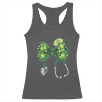 Shamrock Coquette Bow Stethoscope Racerback Tank Top Registered Nurse Nursing St Patricks Day