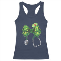 Shamrock Coquette Bow Stethoscope Racerback Tank Top Registered Nurse Nursing St Patricks Day