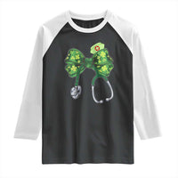 Shamrock Coquette Bow Stethoscope Raglan Shirt Registered Nurse Nursing St Patricks Day