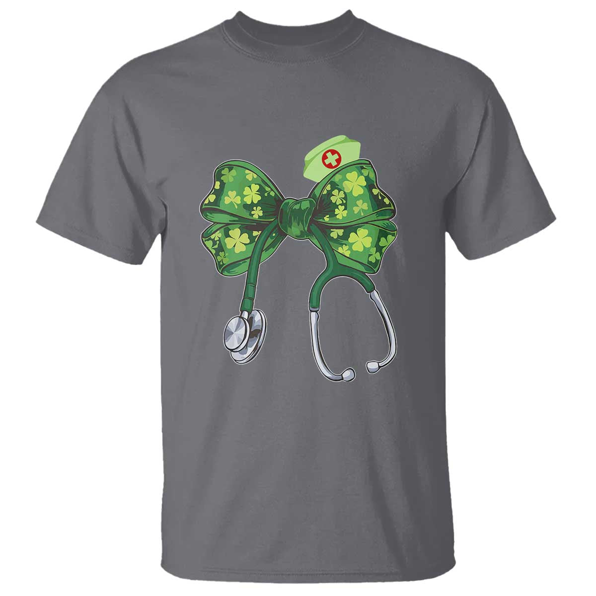 Shamrock Coquette Bow Stethoscope T Shirt Registered Nurse Nursing St Patricks Day