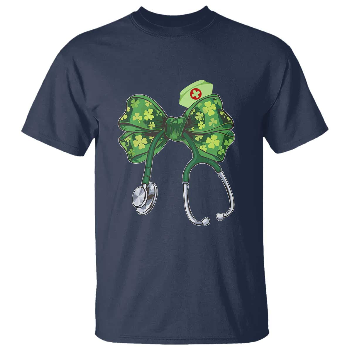 Shamrock Coquette Bow Stethoscope T Shirt Registered Nurse Nursing St Patricks Day