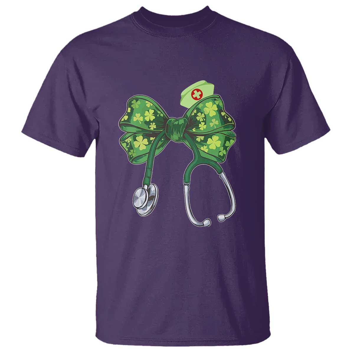 Shamrock Coquette Bow Stethoscope T Shirt Registered Nurse Nursing St Patricks Day