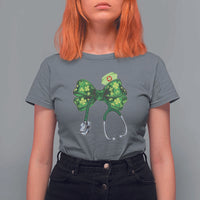 Shamrock Coquette Bow Stethoscope T Shirt For Women Registered Nurse Nursing St Patricks Day