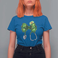 Shamrock Coquette Bow Stethoscope T Shirt For Women Registered Nurse Nursing St Patricks Day