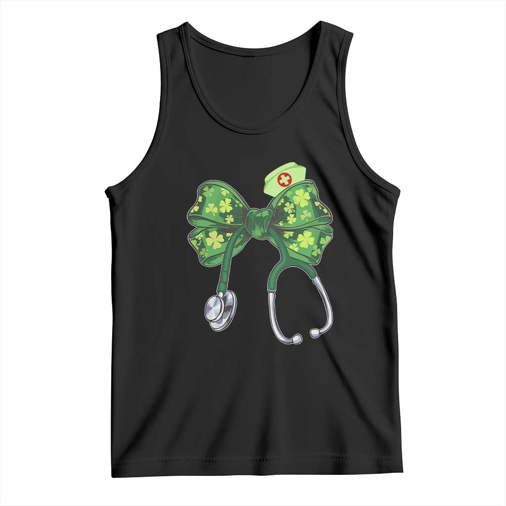 Shamrock Coquette Bow Stethoscope Tank Top Registered Nurse Nursing St Patricks Day