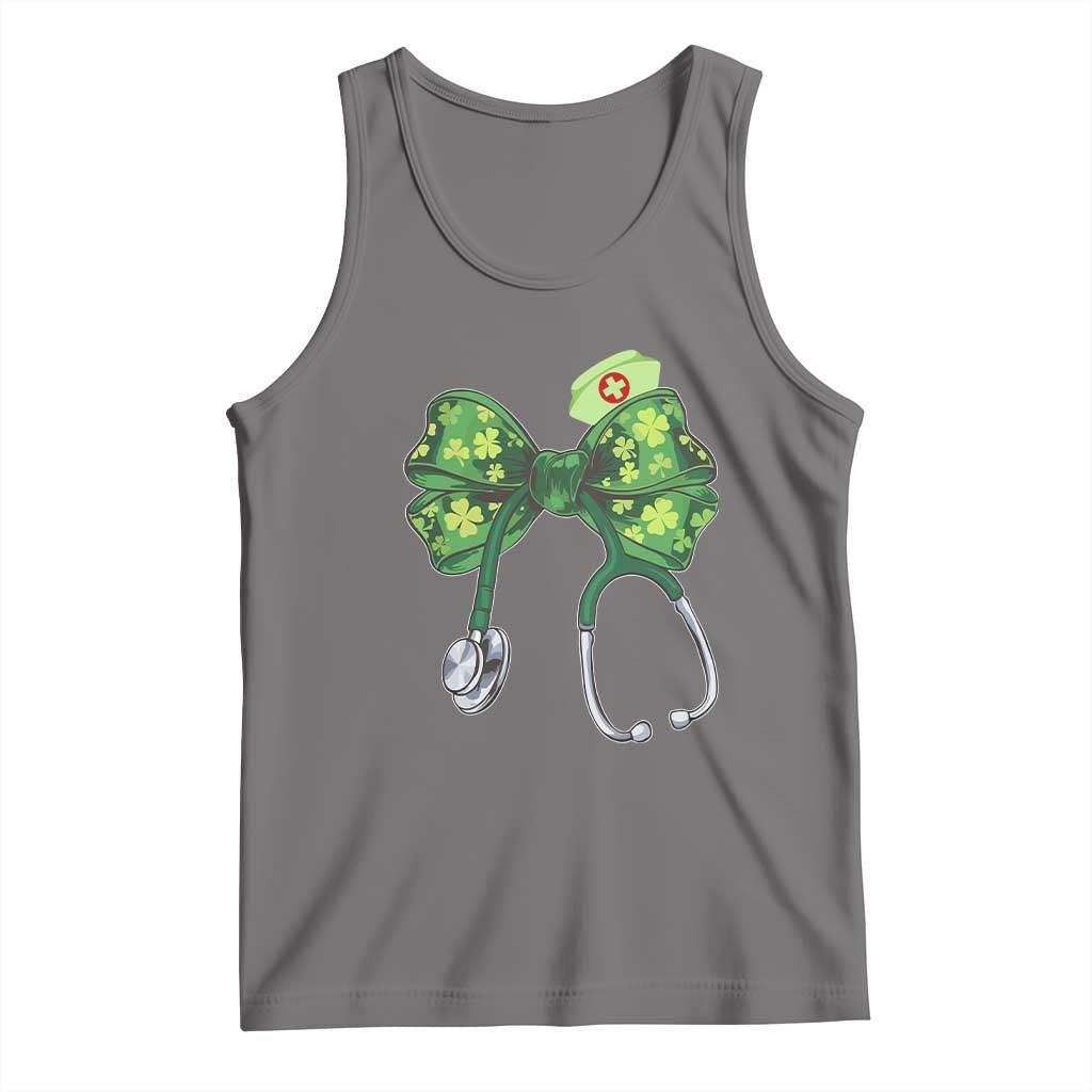 Shamrock Coquette Bow Stethoscope Tank Top Registered Nurse Nursing St Patricks Day
