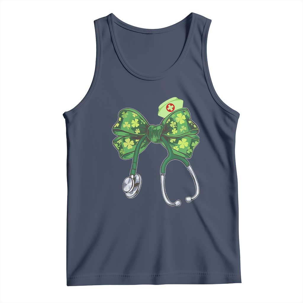 Shamrock Coquette Bow Stethoscope Tank Top Registered Nurse Nursing St Patricks Day