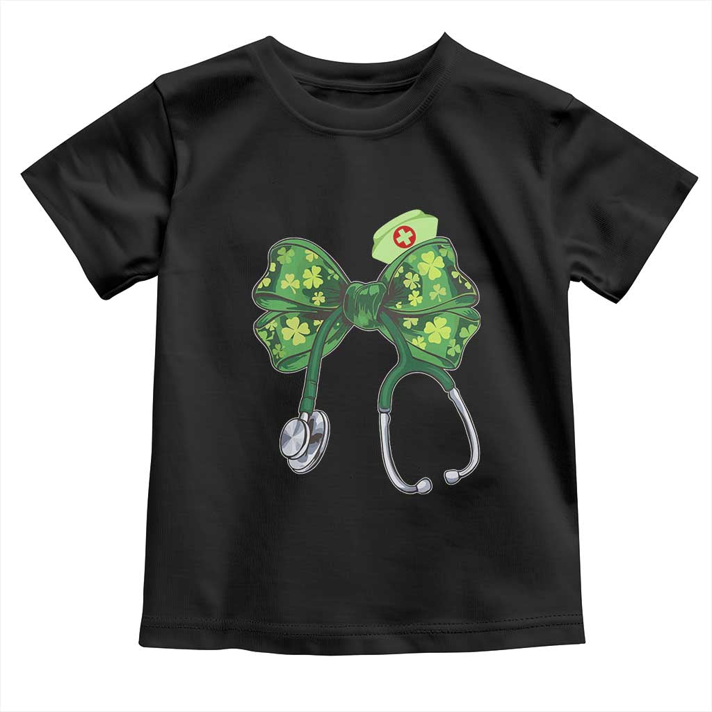 Shamrock Coquette Bow Stethoscope Toddler T Shirt Registered Nurse Nursing St Patricks Day