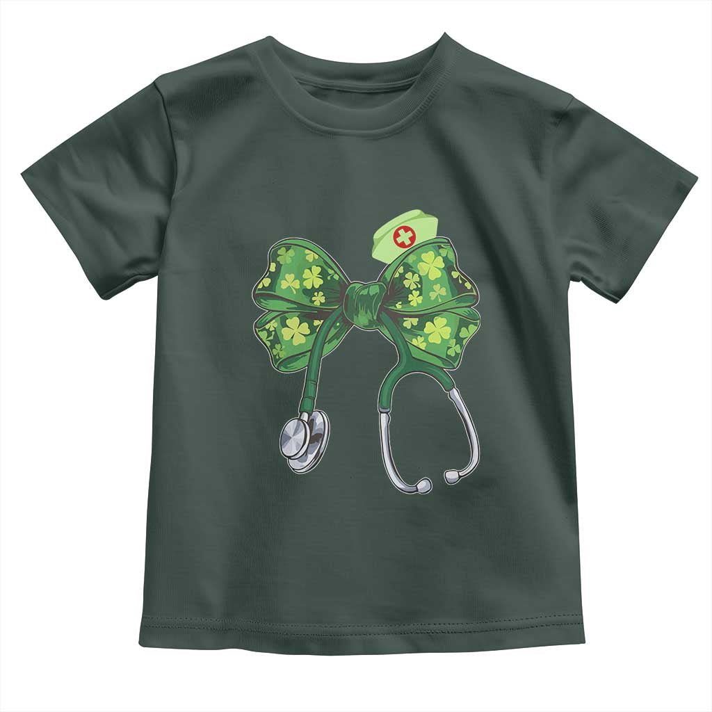 Shamrock Coquette Bow Stethoscope Toddler T Shirt Registered Nurse Nursing St Patricks Day