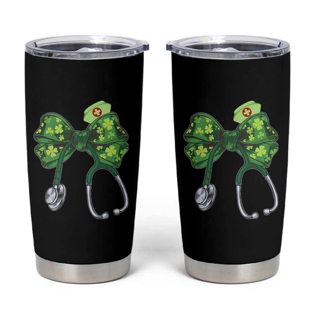 Shamrock Coquette Bow Stethoscope Tumbler Cup Registered Nurse Nursing St Patricks Day