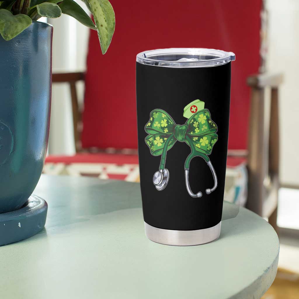 Shamrock Coquette Bow Stethoscope Tumbler Cup Registered Nurse Nursing St Patricks Day