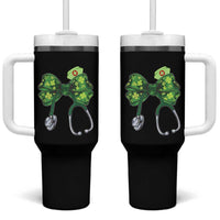 Shamrock Coquette Bow Stethoscope Tumbler With Handle Registered Nurse Nursing St Patricks Day