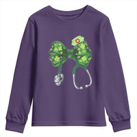 Shamrock Coquette Bow Stethoscope Youth Sweatshirt Registered Nurse Nursing St Patricks Day