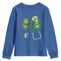Shamrock Coquette Bow Stethoscope Youth Sweatshirt Registered Nurse Nursing St Patricks Day