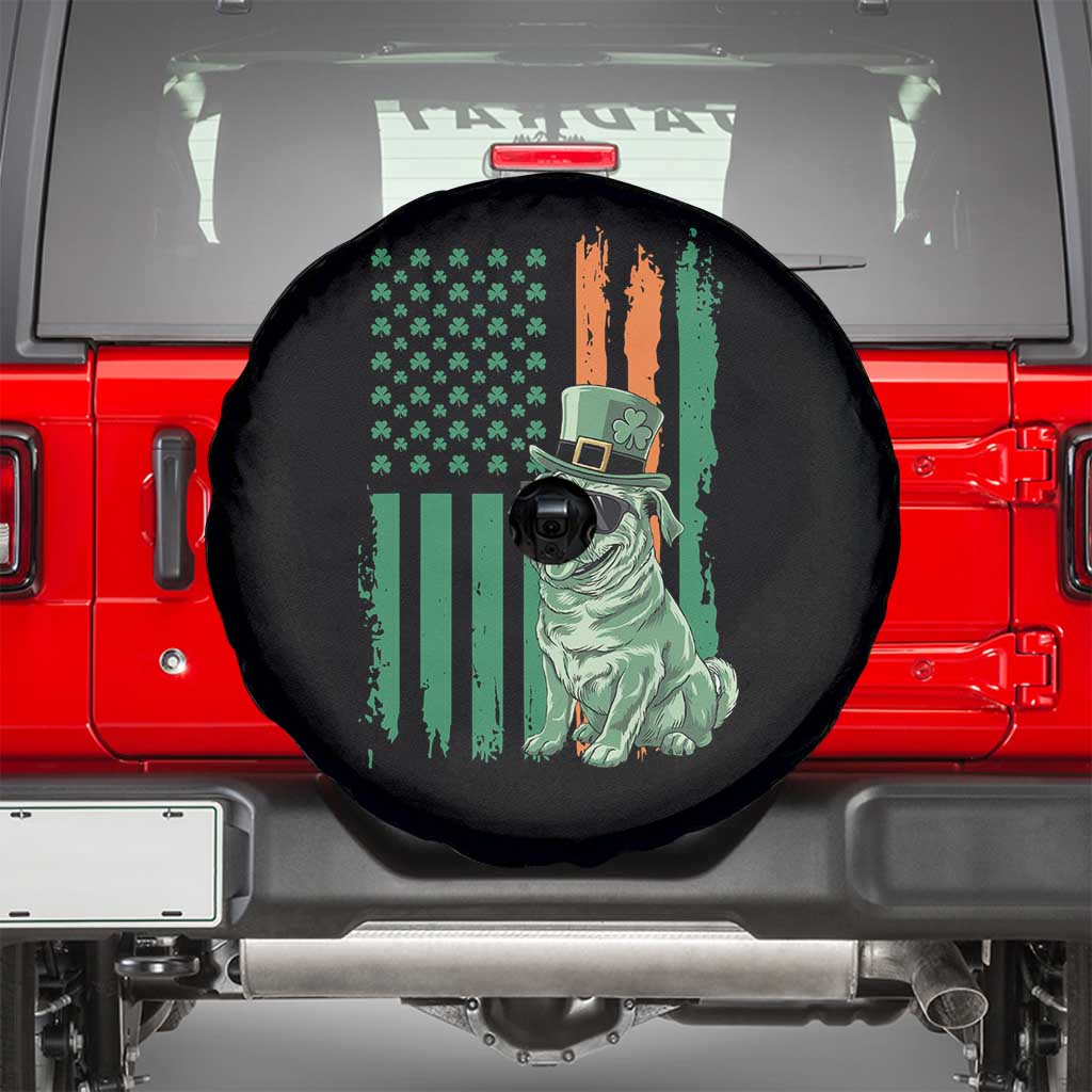 Funny St Patrick's Day Pug Leprechaun Spare Tire Cover Dog Lover Puppy Green American Flag